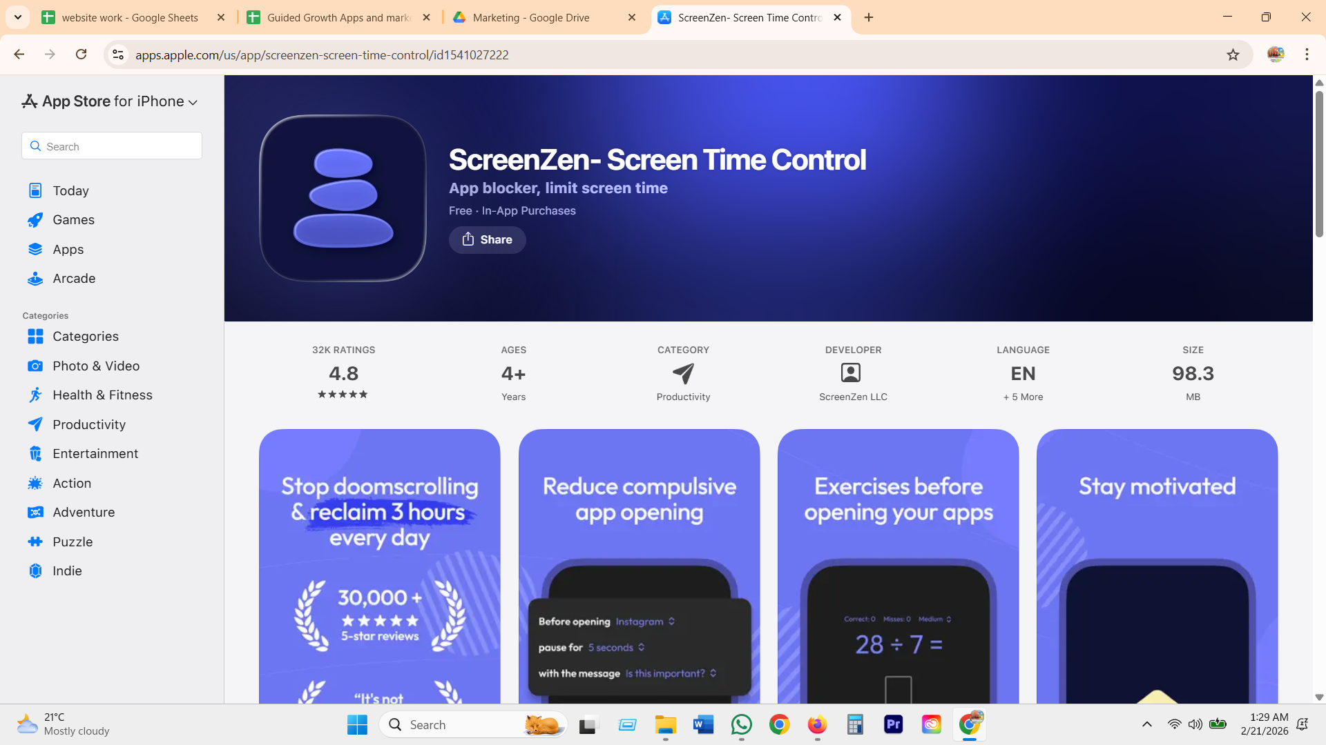 ScreenZen onboarding, configure a pause before opening an app